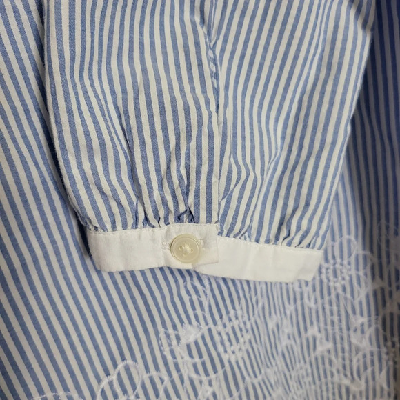 Banana Republic Women's Blue & White Striped Embroidered Flower Tunic‎ Top Sz XL - Picture 5 of 6